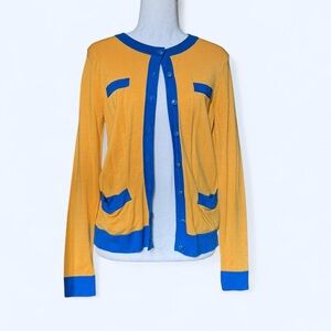 🤍💙 Mustard Yellow & Blue Button-Front Cardigan by Charter Club 💙🤍